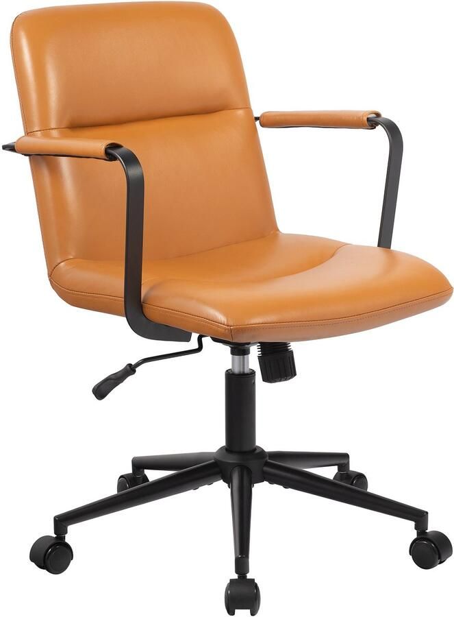 CLP Bureaustoel Hilda Echt leer in hoogte verstelbaar draaibaar met kantelmechanisme bruin