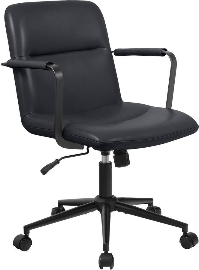 CLP Bureaustoel Hilda Echt leer in hoogte verstelbaar draaibaar met kantelmechanisme zwart