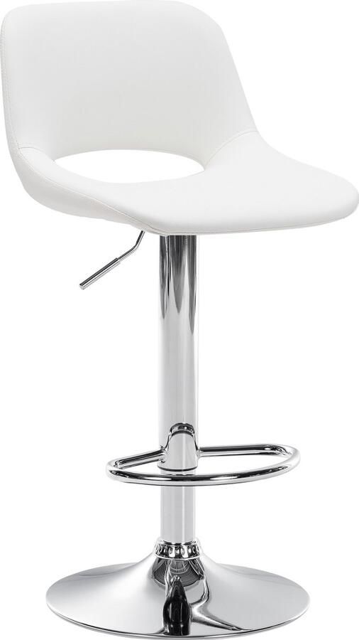 Clp Camden Barkruk Met rugleuning Verstelbaar Kunstleer Metaal in chroomoptiek wit