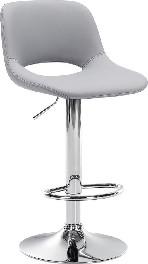 CLP Camden Barkruk Met rugleuning Verstelbaar Kunstleer Metaal in chroomoptiek grijs