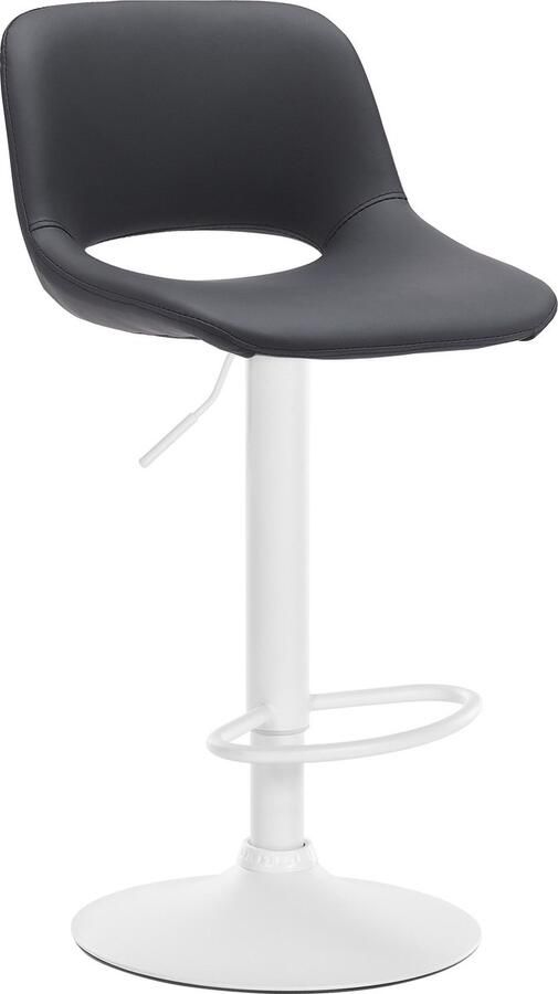 CLP Camden Barkruk Met rugleuning Verstelbaar Kunstleer Metaal mat wit zwart