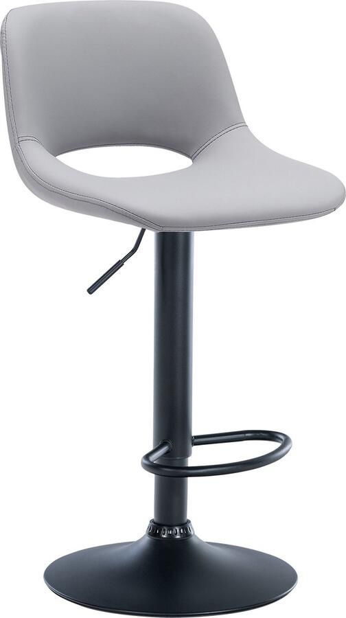 CLP Camden Barkruk Met rugleuning Verstelbaar Kunstleer Metaal mat zwart grijs