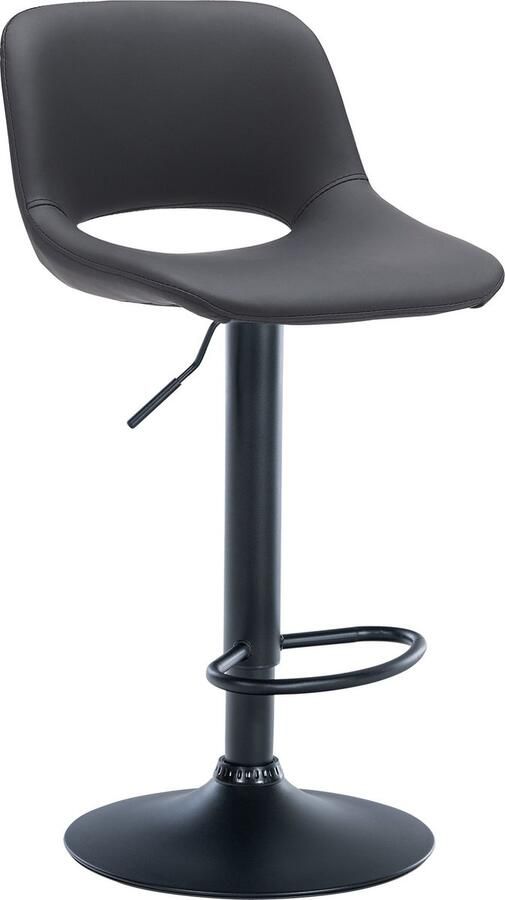 CLP Camden Barkruk Met rugleuning Verstelbaar Kunstleer Metaal mat zwart