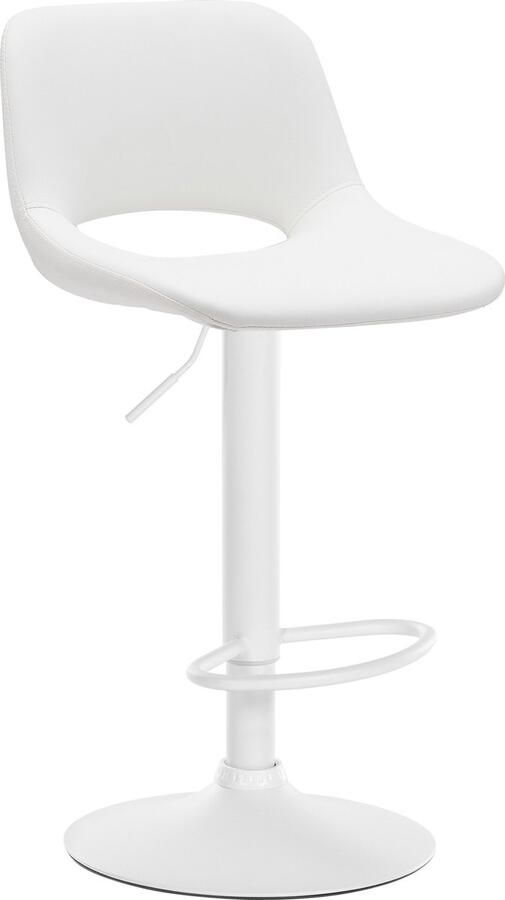 CLP Camden Barkruk Met rugleuning Verstelbaar Kunstleer Metaal mat wit