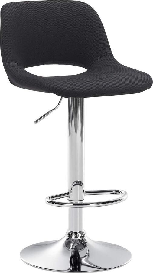 CLP Camden Barkruk Met rugleuning Verstelbaar Stof Metaal in chroomoptiek zwart