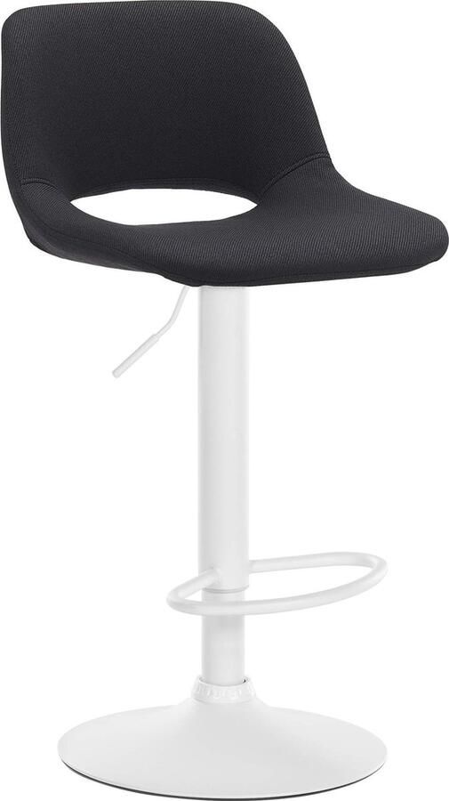 CLP Camden Barkruk Met rugleuning Verstelbaar Stof Metaal mat wit zwart