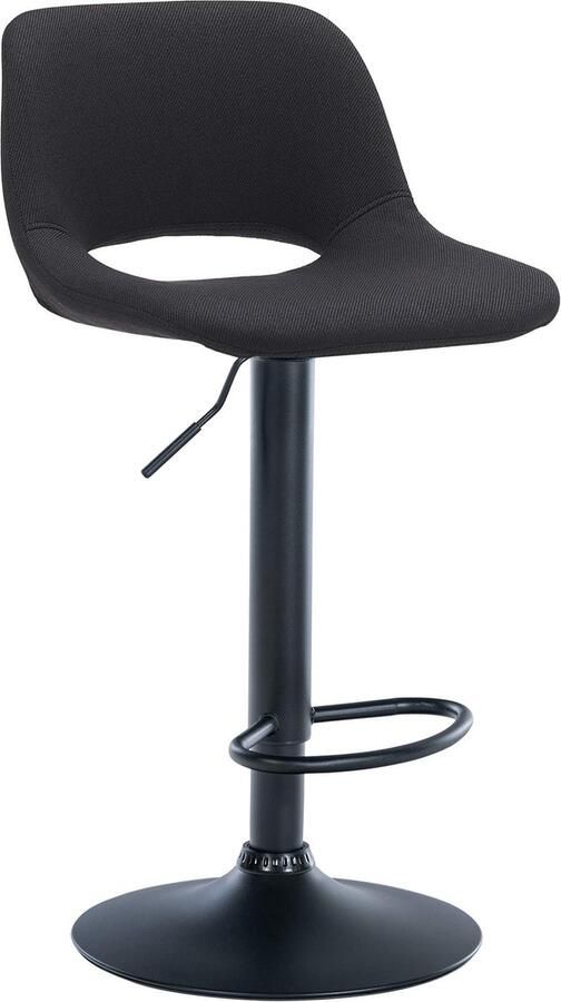 CLP Camden Barkruk Met rugleuning Verstelbaar Stof Metaal mat zwart