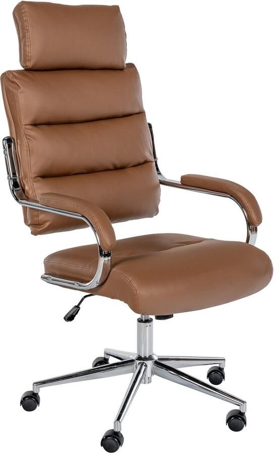 CLP Campo Bureaustoel ergonomisch voor volwassenen met armleuningen kunstleer licht bruin