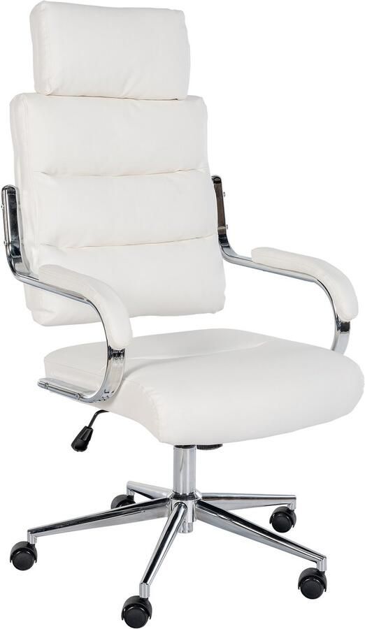 CLP Campo Bureaustoel ergonomisch voor volwassenen met armleuningen kunstleer wit