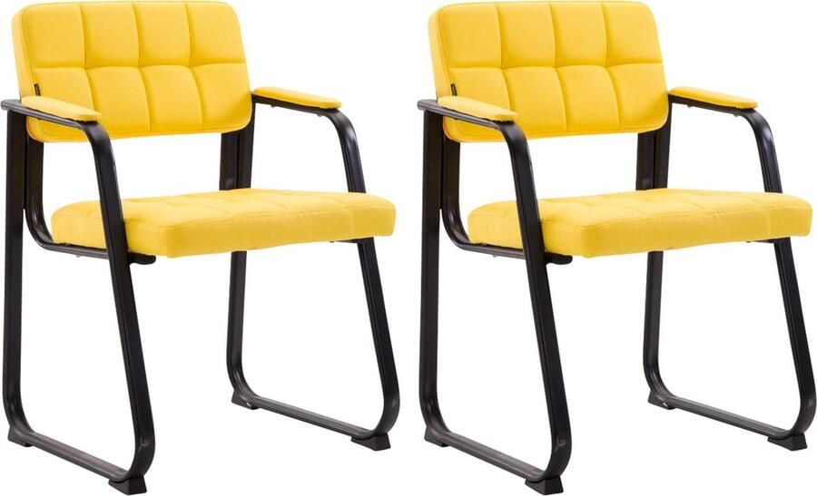 CLP Canada B Set van 2 eetkamerstoelen met armleuning Zwart Frame Kunstleer geel