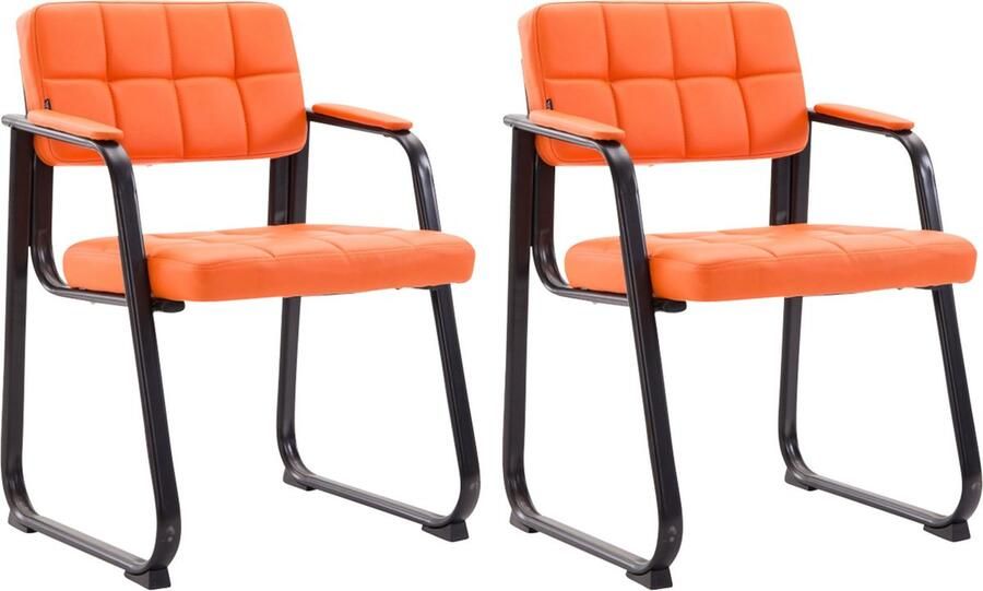 CLP Canada B Set van 2 eetkamerstoelen met armleuning Zwart Frame Kunstleer oranje