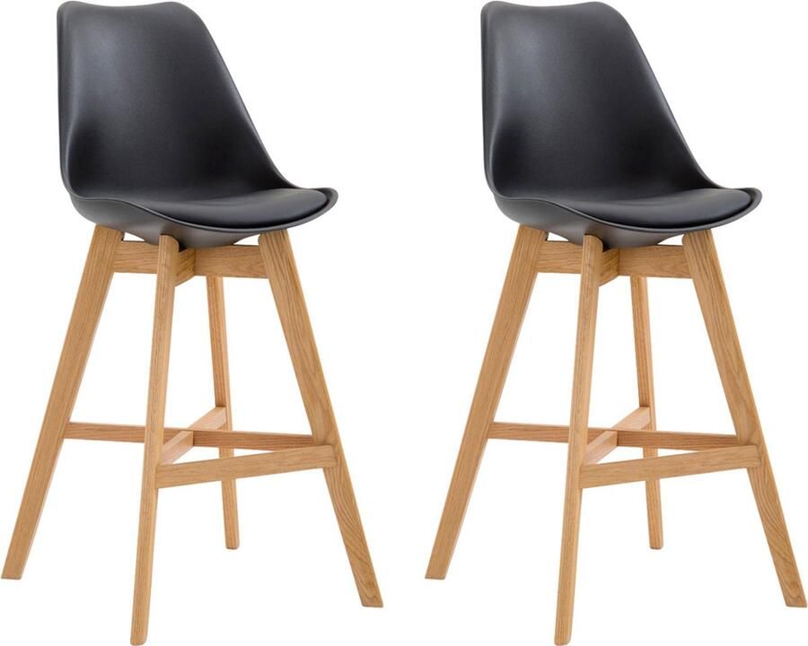 Clp Cannes Set van 2 barkrukken Kunststof & Kunstleer Zwart Natura