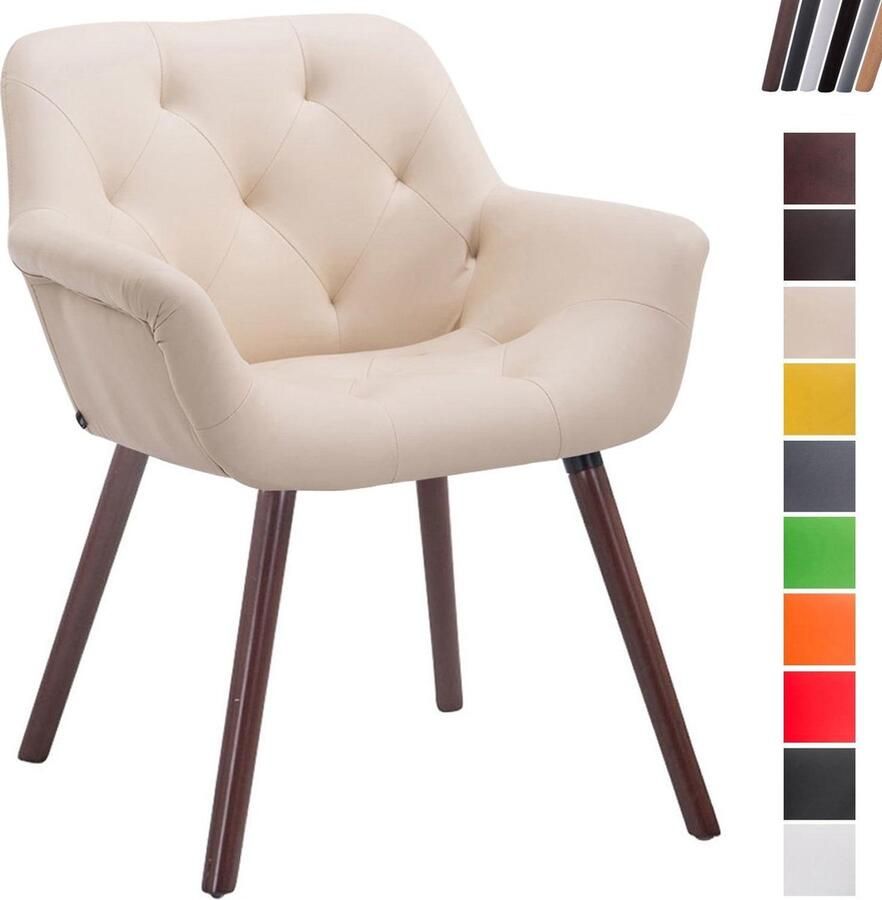 CLP Cassidy Eetkamerstoel Kunstleer creme walnoot