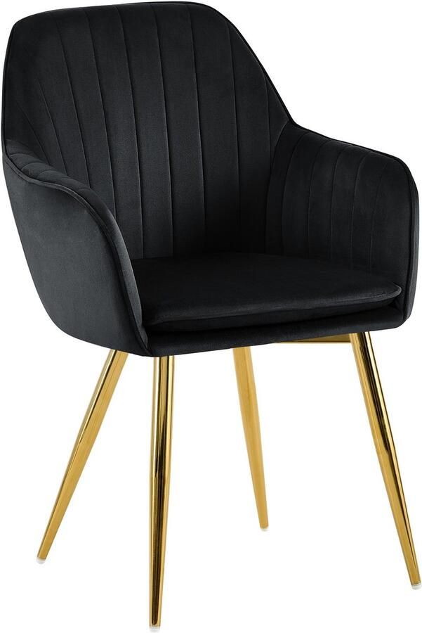 CLP Cheryl Eetkamerstoel met armleuning met metalen poten velvet fluweel goud zwart