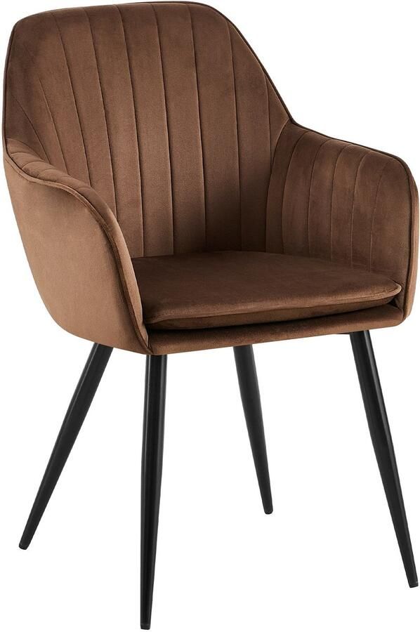 CLP Cheryl Eetkamerstoel met armleuning met metalen poten velvet fluweel zwart bruin