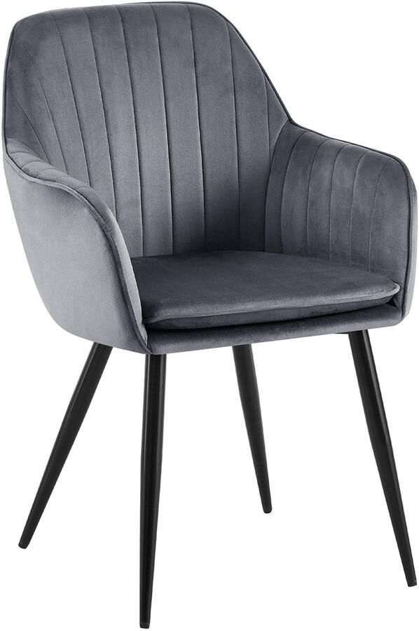 CLP Cheryl Eetkamerstoel met armleuning met metalen poten velvet fluweel zwart donkergrijs