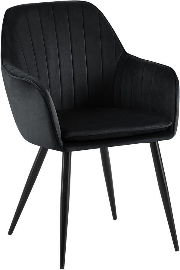 CLP Cheryl Eetkamerstoel met armleuning met metalen poten velvet fluweel zwart zwart