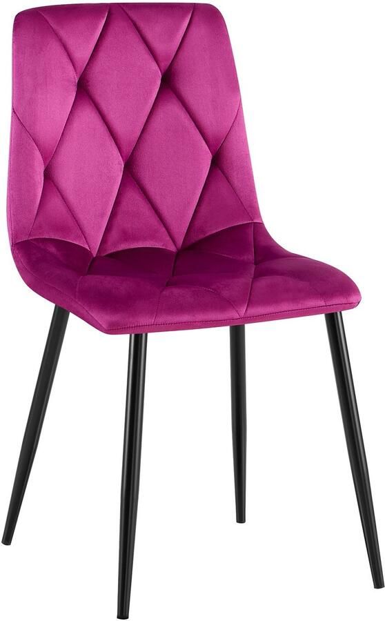 CLP Clairton Eetkamerstoel klassiek met zwart metalen frame Belastbaar tot 150 kg fluweel Velvet Fluweel purper