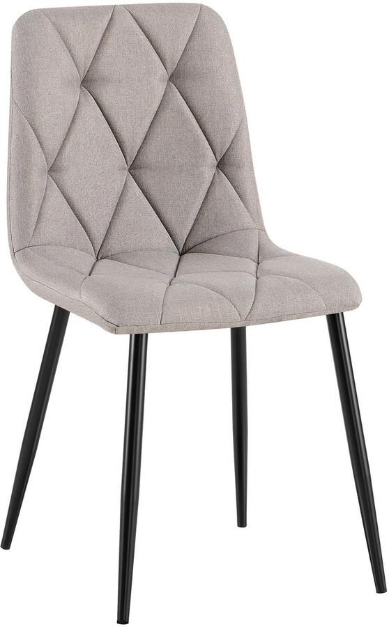 CLP Clairton Eetkamerstoel klassiek met zwart metalen frame Belastbaar tot 150 kg fluweel Velvet Stof licht grijs