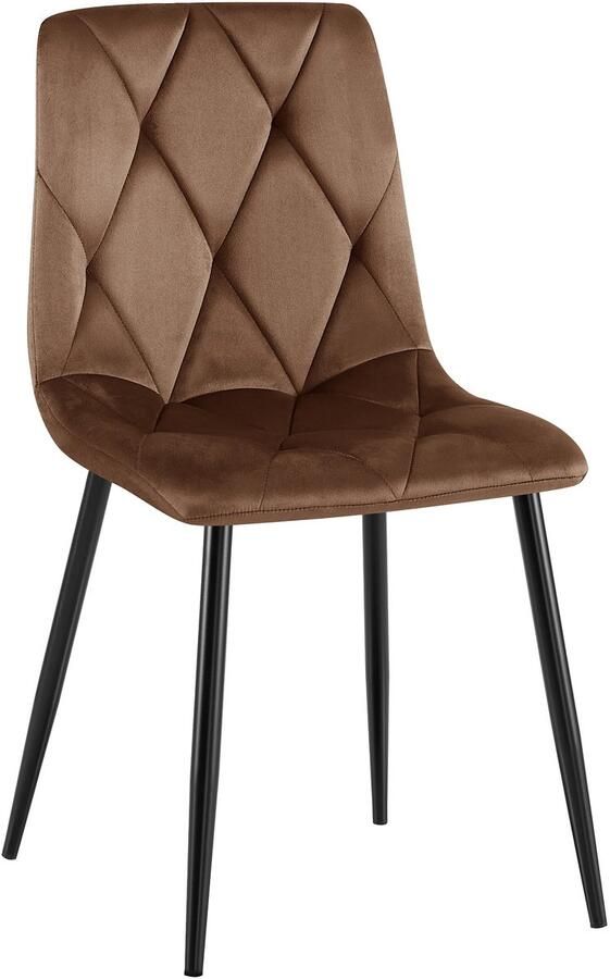 CLP Clairton Eetkamerstoel klassiek met zwart metalen frame Belastbaar tot 150 kg fluweel Velvet Fluweel bruin