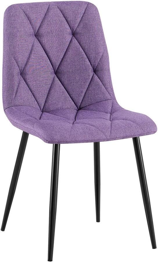 CLP Clairton Eetkamerstoel klassiek met zwart metalen frame Belastbaar tot 150 kg fluweel Velvet Stof purper