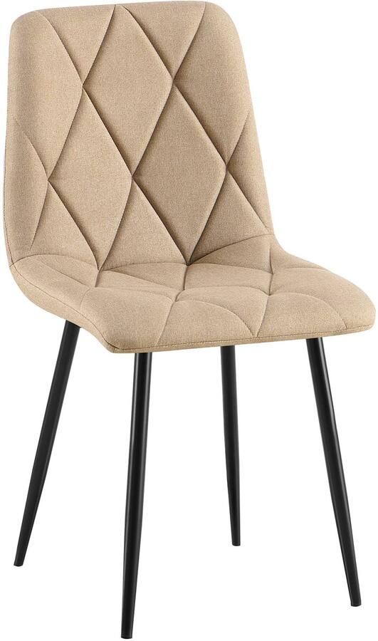 CLP Clairton Eetkamerstoel klassiek met zwart metalen frame Belastbaar tot 150 kg fluweel Velvet Stof taupe