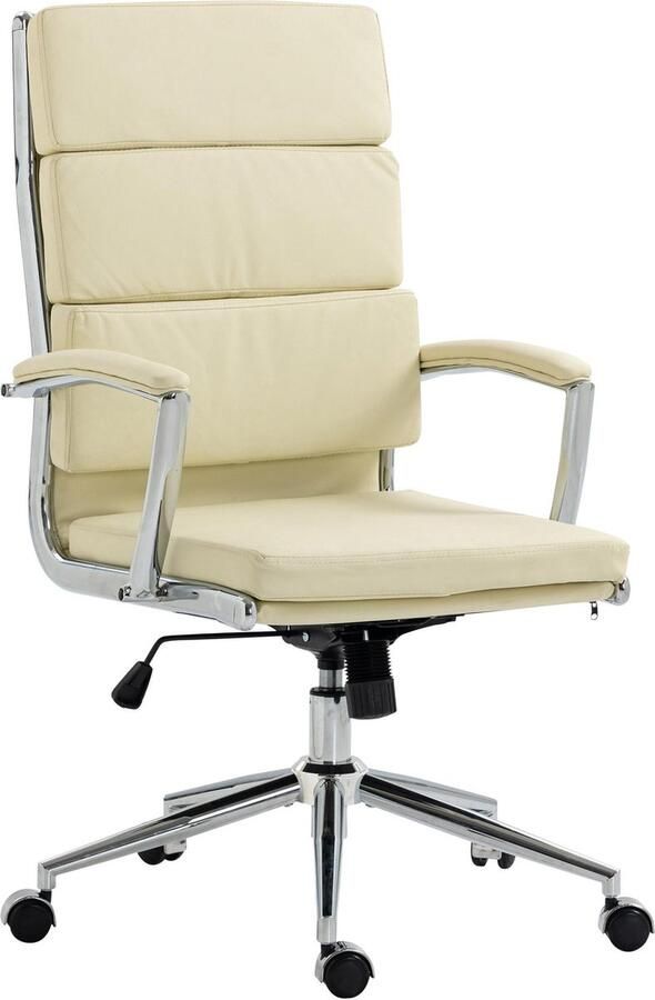 CLP Cleveland Bureaustoel Ergonomisch Voor volwassenen Met schommelfunctie Met verchroomd frame creme Kunstleer