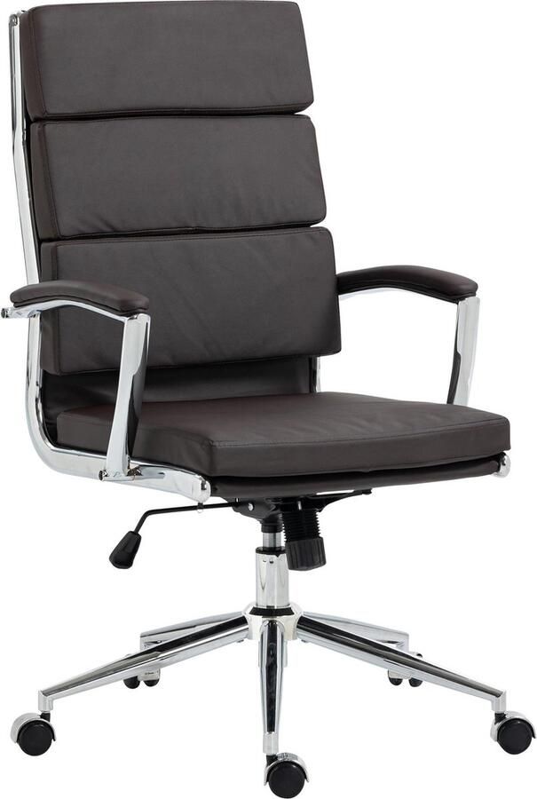 CLP Cleveland Bureaustoel Ergonomisch Voor volwassenen Met schommelfunctie Met verchroomd frame bruin Kunstleer