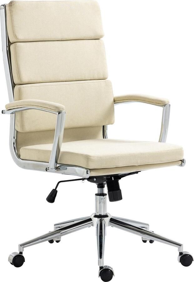 CLP Cleveland Bureaustoel Ergonomisch Voor volwassenen Met schommelfunctie Met verchroomd frame creme Stof