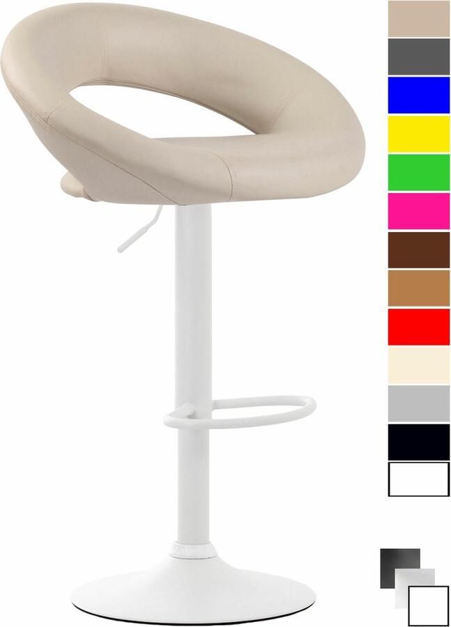 Clp Olinda Barkruk Kunstleer Crème Kleur onderstel : Wit