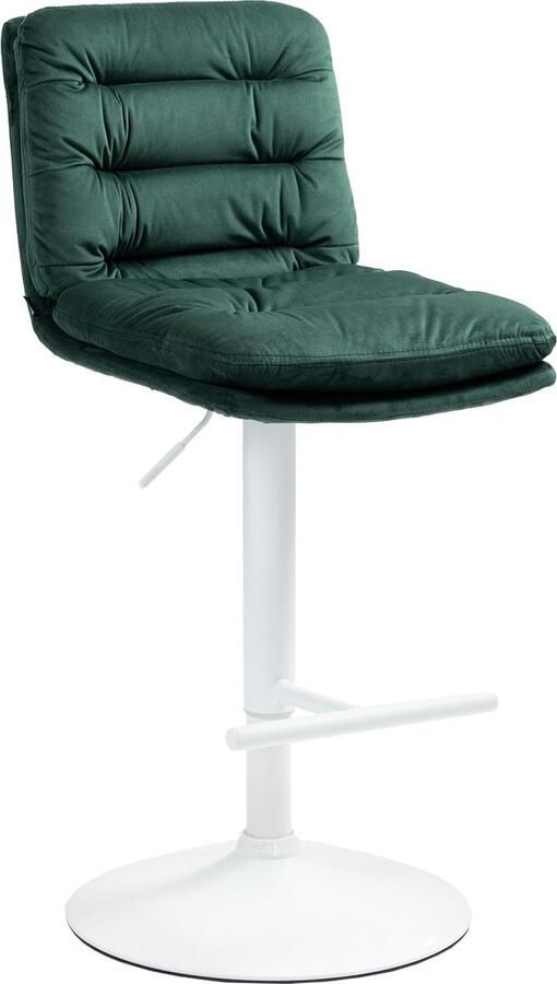 CLP Damar Barkruk met rugleuning met voetensteun In hoogte verstelbare Fluweel groen wit