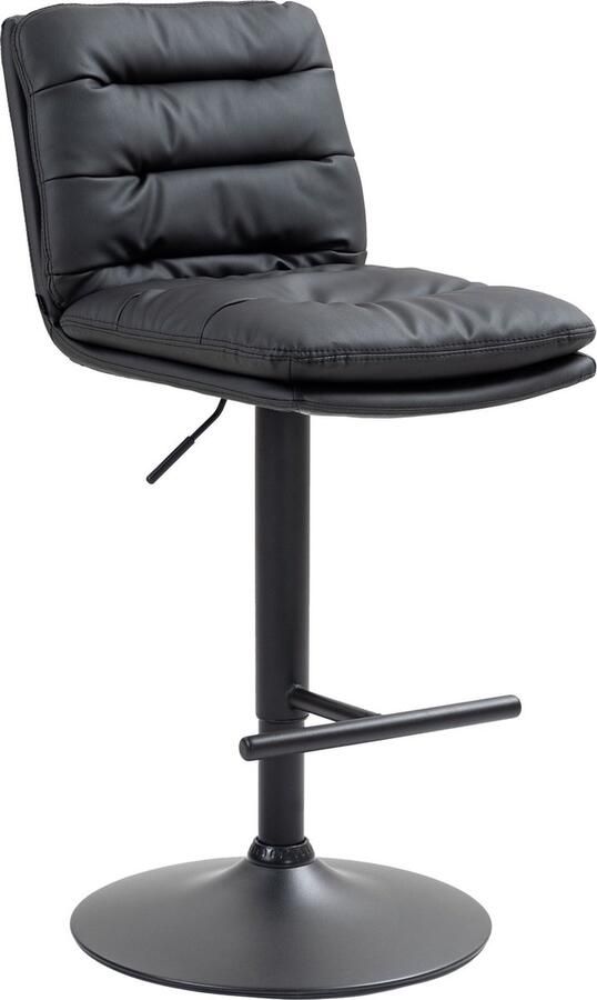 CLP Damar Barkruk met rugleuning met voetensteun In hoogte verstelbare Kunstleer zwart