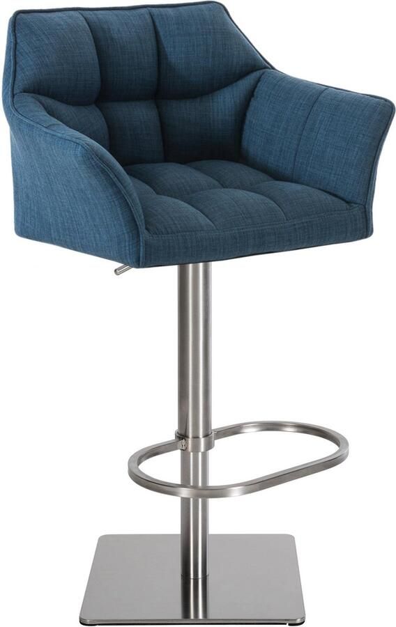 Clp Damaso Barkruk armleuning met rugleuning met voetensteun verstelbaar Stof blauw roestvrij staal