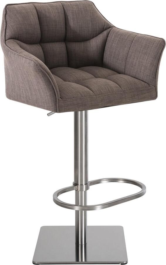 Clp Damaso Barkruk armleuning met rugleuning met voetensteun verstelbaar Stof grijs roestvrij staal