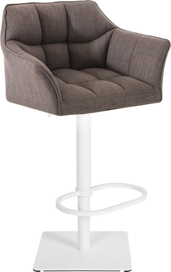 CLP Damaso Barkruk armleuning met rugleuning met voetensteun verstelbaar Stof grijs wit