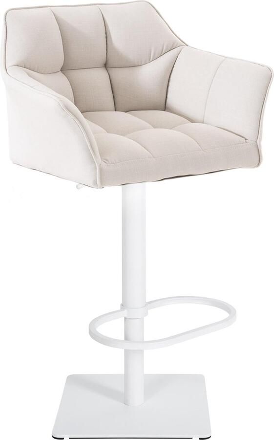 CLP Damaso Barkruk armleuning met rugleuning met voetensteun verstelbaar Stof wit