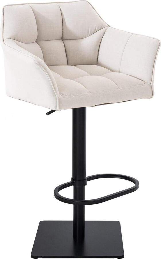 Clp Damaso Barkruk armleuning met rugleuning met voetensteun verstelbaar Stof wit zwart