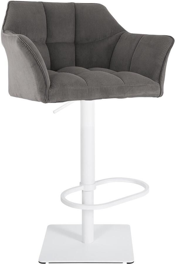 CLP Damaso Barkruk Met rugleuning Met armleuning Met Voetsteun Verstelbaar corduroy ribstof wit taupe