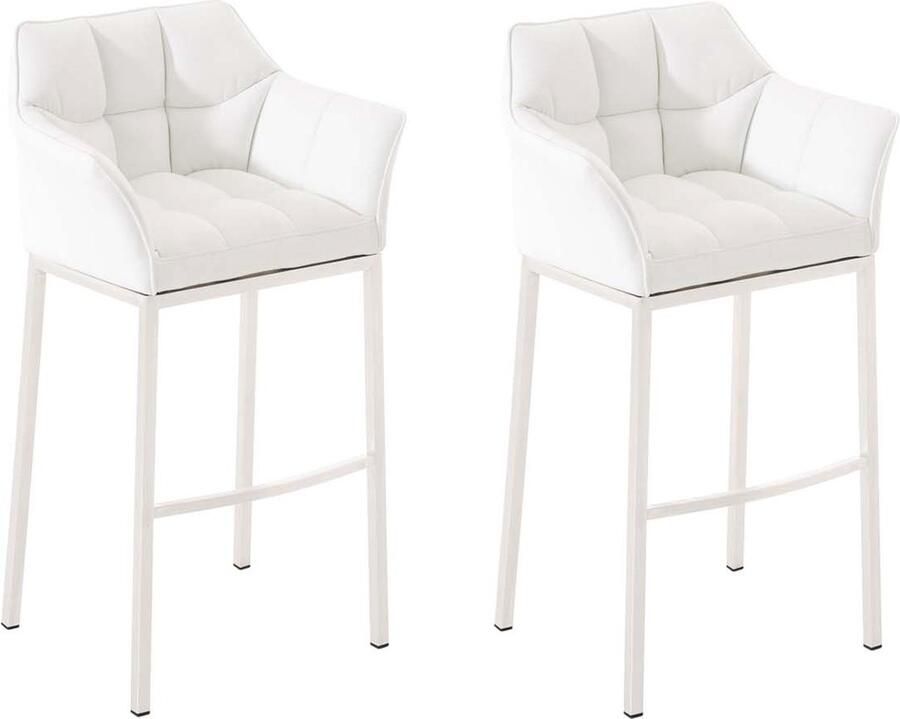 Clp Damaso Set van 2 barkrukken Kunstleer wit Onderstel wit