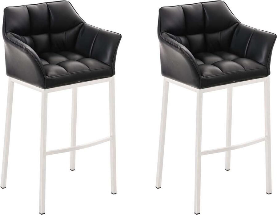 Clp Damaso Set van 2 barkrukken Kunstleer zwart Onderstel wit