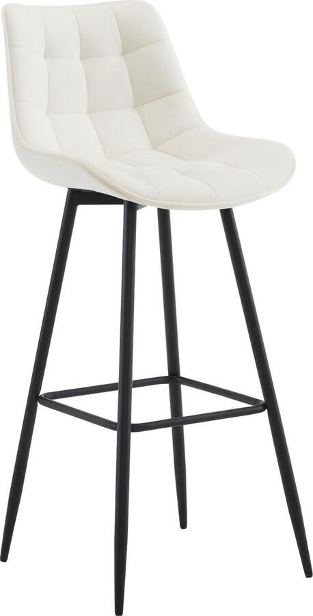 Clp Dartford Barkruk Met rugleuning Met voetsteun Metalen frame creme Fluweel