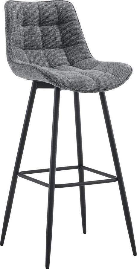 CLP Dartford Barkruk Met rugleuning Met voetsteun Metalen frame donkergrijs Stof