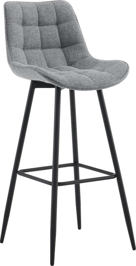 CLP Dartford Barkruk Met rugleuning Met voetsteun Metalen frame grijs Stof