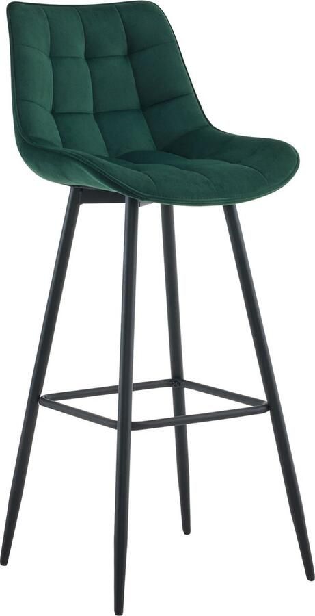 Clp Dartford Barkruk Met rugleuning Met voetsteun Metalen frame groen Fluweel