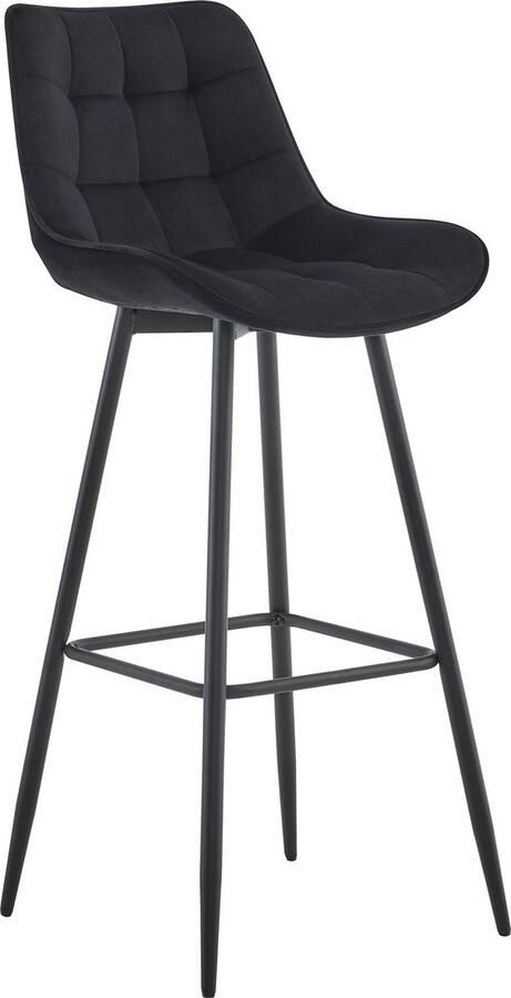 Clp Dartford Barkruk Met rugleuning Met voetsteun Metalen frame zwart Fluweel