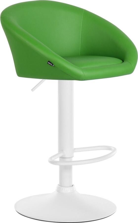 Clp Davie Barkruk Met rugleuning Verstelbaar Voetsteun Kunstleer Metaal mat wit groen