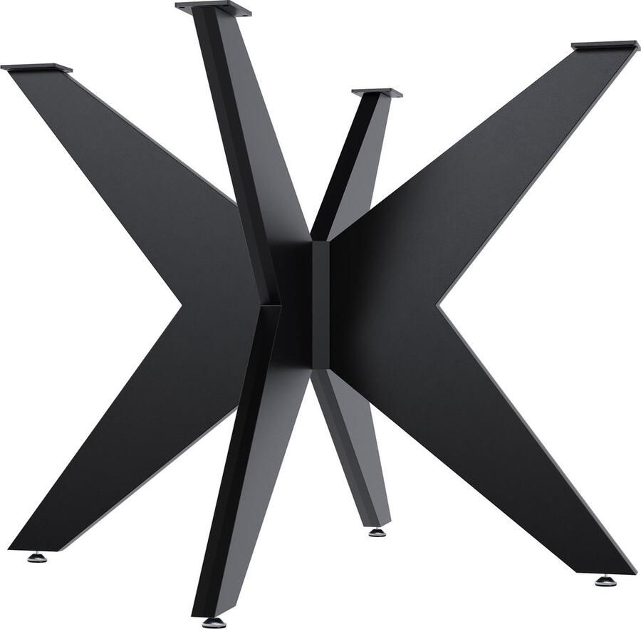 CLP Delmont Tafelpoten metaal vierkant in stervorm Stevig metalen kruisframe Voor eettafel of woonkamertafel zwart 95x95 cm