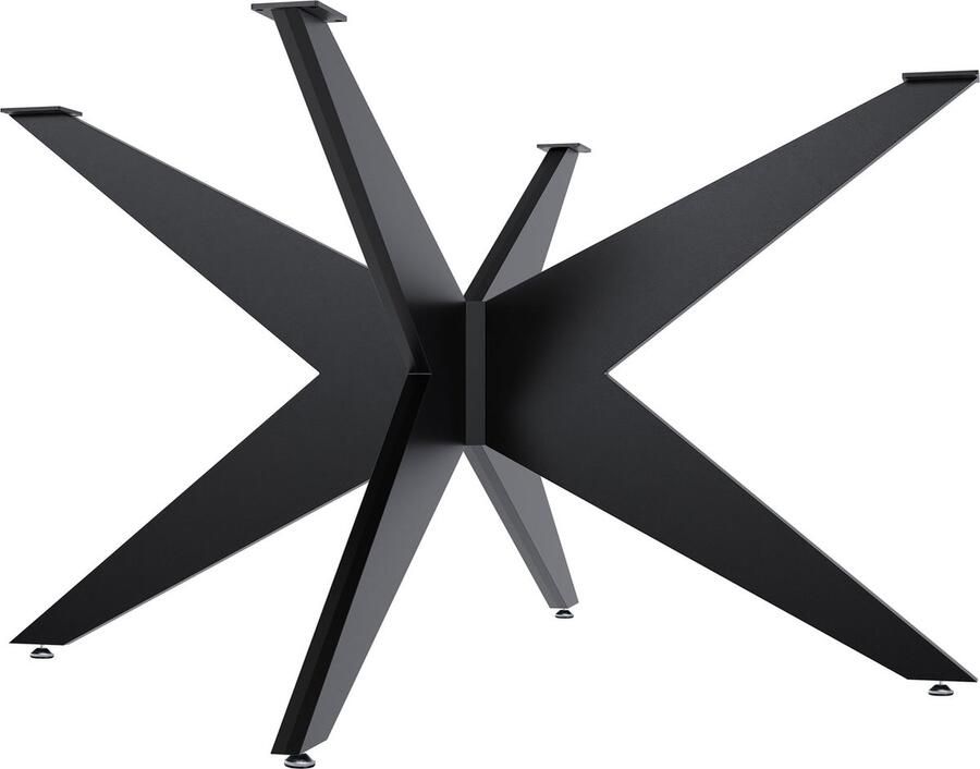 CLP Delmont Tafelpoten metaal vierkant in stervorm Stevig metalen kruisframe Voor eettafel of woonkamertafel zwart 130x130 cm