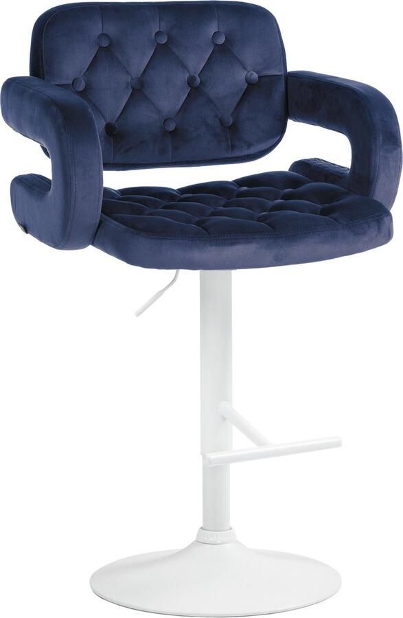 CLP Dublin Barkruk Met armleuning Met rugleuning Verstelbaar Fluweel Velvet Metaal mat wit blauw