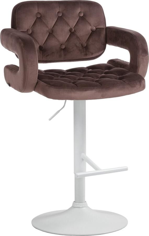 CLP Dublin Barkruk Met armleuning Met rugleuning Verstelbaar Fluweel Velvet Metaal mat wit bruin